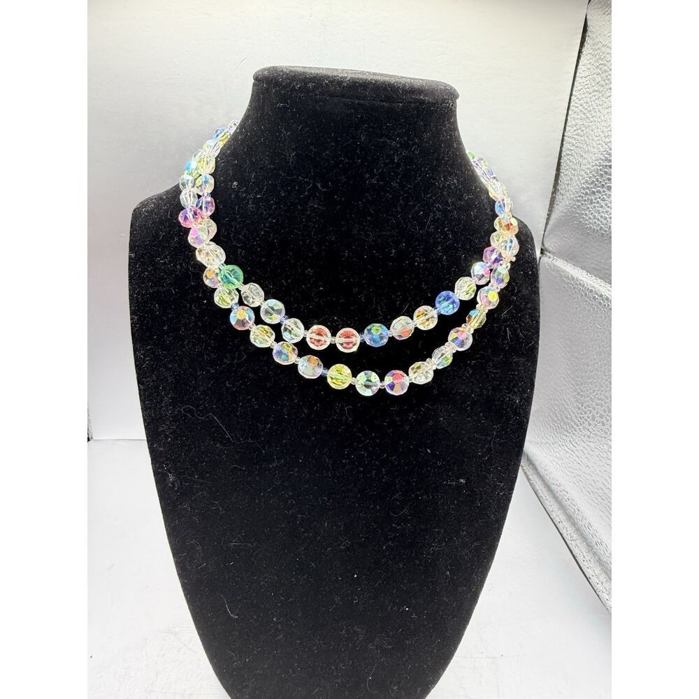 Vintage AB Glass Uranium Single Strand 24" pull over see pics old hollywood - Picture 7 of 8